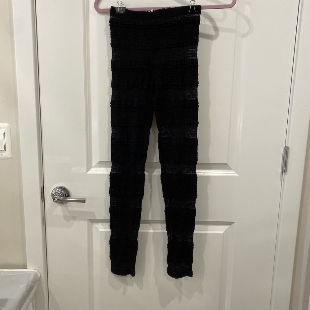 Free People - Lace Ruffle Leggings - Black - Size XS
